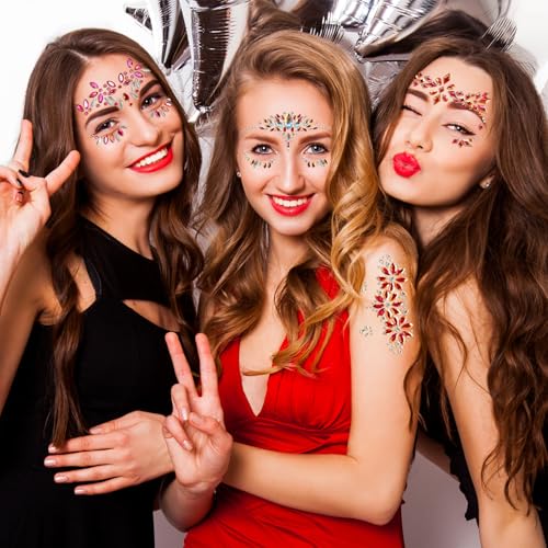 20 Sets Mermaid Face Jewels - Self-Adhesive Glitter Gems for Festivals