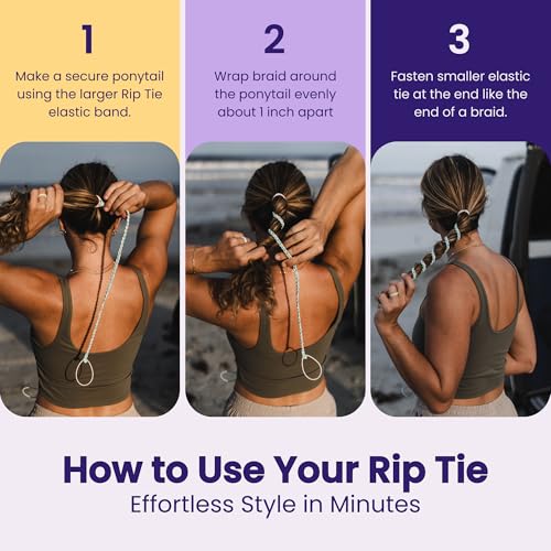 Rip Tie Extra Long Tangle-Free Nylon Hair Tie for Women - 1 Pack, Colorful Hair Accessory
