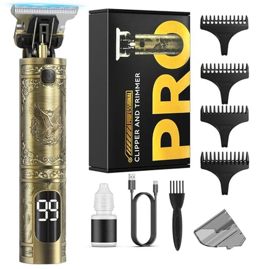 Solati Beard Trimmer, Vintage T-Blade Hair Clippers, Next-Gen Upgrade | 180-min Running Time, Wire Drawing Process, Type-C Rechargeable, Gold Metal£¬Cordless Electric Shaver & Razor, Edgers Trimmer