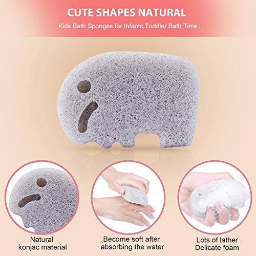 Set of 5 Konjac Baby Bath Sponges for Infants & Toddlers - Safe Plant-Based Shapes