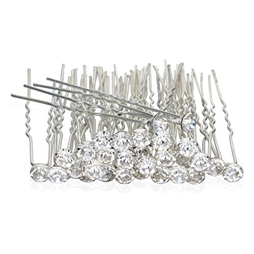 GBSTORE 12Pcs Clear Rhinestone Hair Pins - Sparkly Wedding / Party Accessories