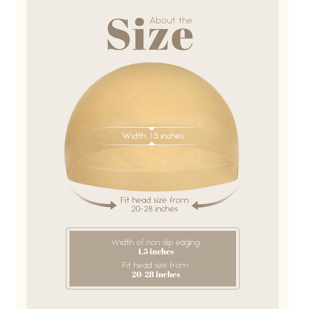 Stretchy Nylon Wig Cap for Women - Beige Stocking Hair Cap | 24 Pack