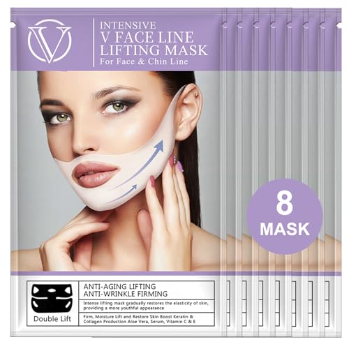 V-Line Lifting Mask, Collagen Chin Strap for Jawline & Double Chin (8 Pack)