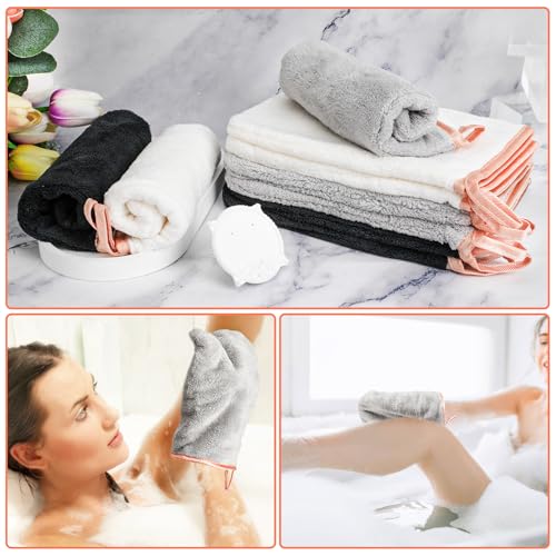 PHOGARY 8 Pack Microfiber Wash Mitts - Soft Coral Fleece Facial Cloths