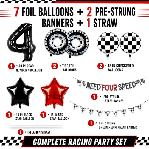 Need Four Speed Balloon & Banner Set for 4th Birthday Party