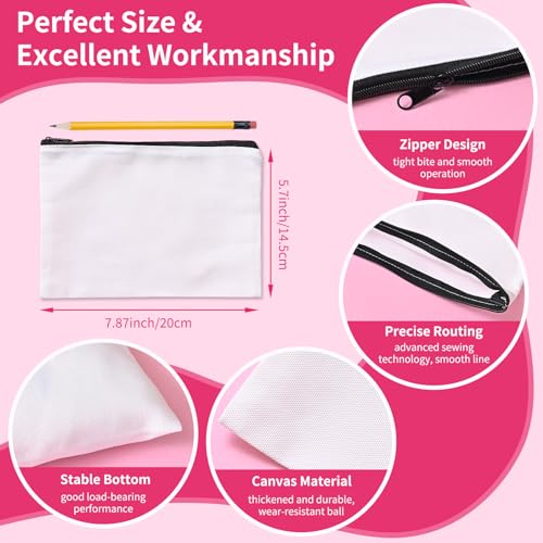 24-Pack Sublimation Blank Canvas Makeup Bags - 7.87 x 5.7 Inch White