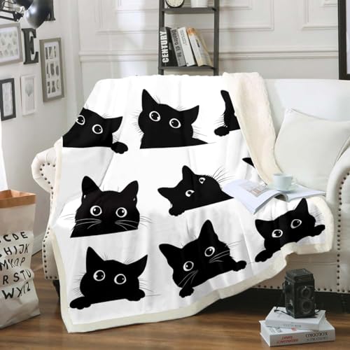 Feelyou Black Cat Fleece Blanket for Kids - Super Soft 30x40