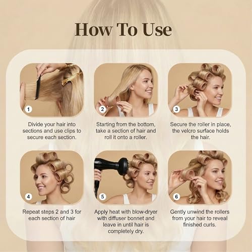 26pcs Ceramic Thermal Hair Rollers Set - Bean Paste Color for Heatless Curls, Waves & Volume