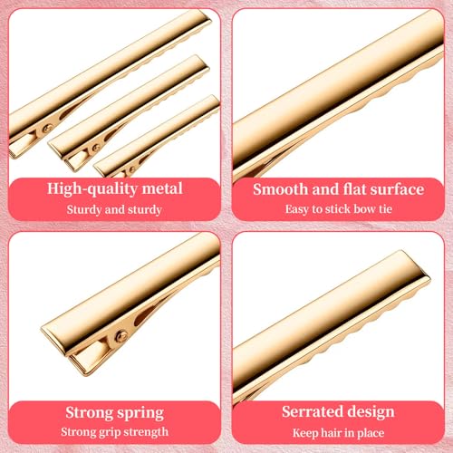30-Pack Golden Alligator Hair Clips - 3 Sizes for Styling & Crafts