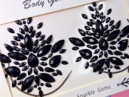 Black Rhinestone Body Gems Sticker for Festival Halloween Makeup & Body Art