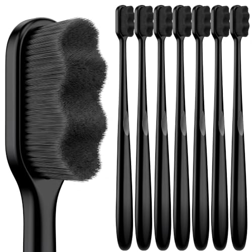 Patelai Black Nano Toothbrush 8 Pack Extra Soft Bristles Sensitive Oral Care