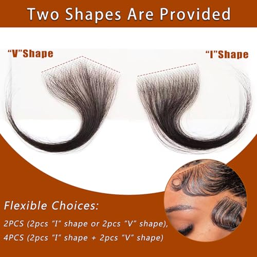 Laysson 4 Pcs HD Lace Baby Hair Strips - Reusable Virgin Human Hair Edges