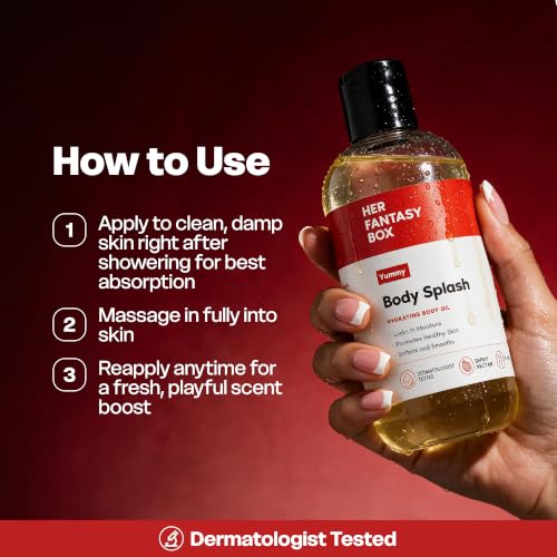 Her Fantasy Box Yummy Hydrating Body Oil 8 Fl Oz - Moisturizing, Non-Greasy Skincare