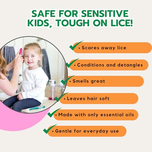Natural Lice Prevention and Repellent Hair Oil Spray for Kids Hair ? Made with Essential Oils, Detangles and Conditions, Only 5 Oil Ingredients - Tea Tree, Rosemary, and Lavender Oils by Ella¡¯s Kids