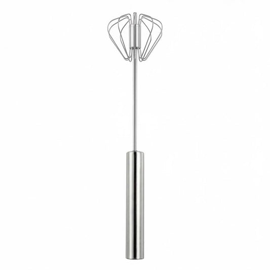 Stainless Steel Eggbeater, Semi-Automatic Rotating Hand Mixer, Easy Stir Egg Scrambler, Labor-Saving Design for Eggs, Cream & Baking