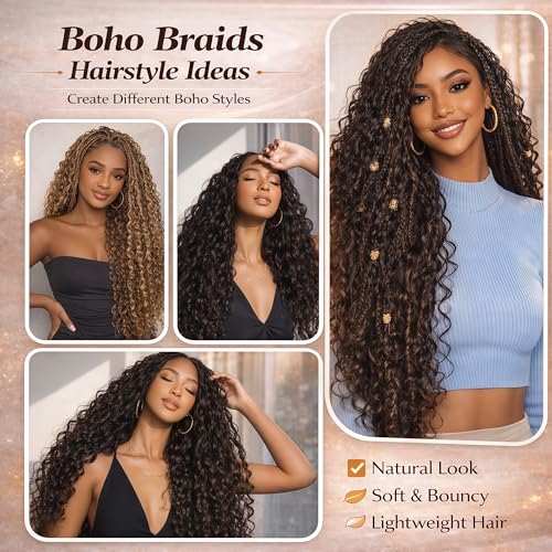 Jinhui 18-Inch Deep Wave Boho Braiding Hair, Synthetic Blend Bulk Extensions
