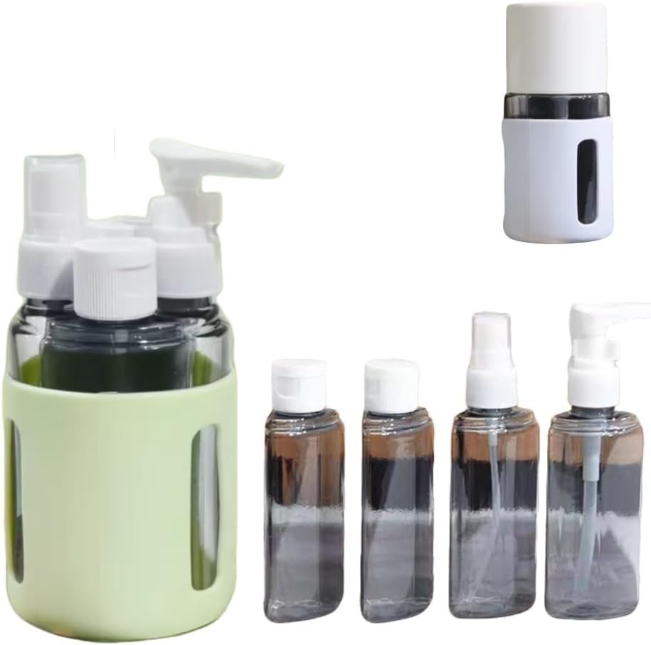 4-in-1 Travel Dispenser Set - Leak Proof 30ML Toiletry Bottles | Portable Shampoo, Lotion, Conditioner Containers (Green)