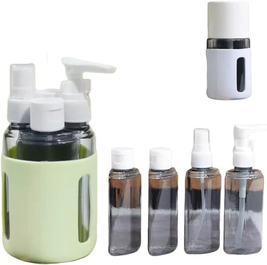 Travel Size Toiletry Dispenser Set - 4 Leak Proof Bottles for Shampoo, Lotion & Conditioner | Green 60ML