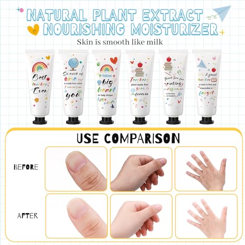 Teacher Appreciation Hand Cream Set - Moisturizing Lotion with Cards & Organza Bags, 72 Travel Size Gifts