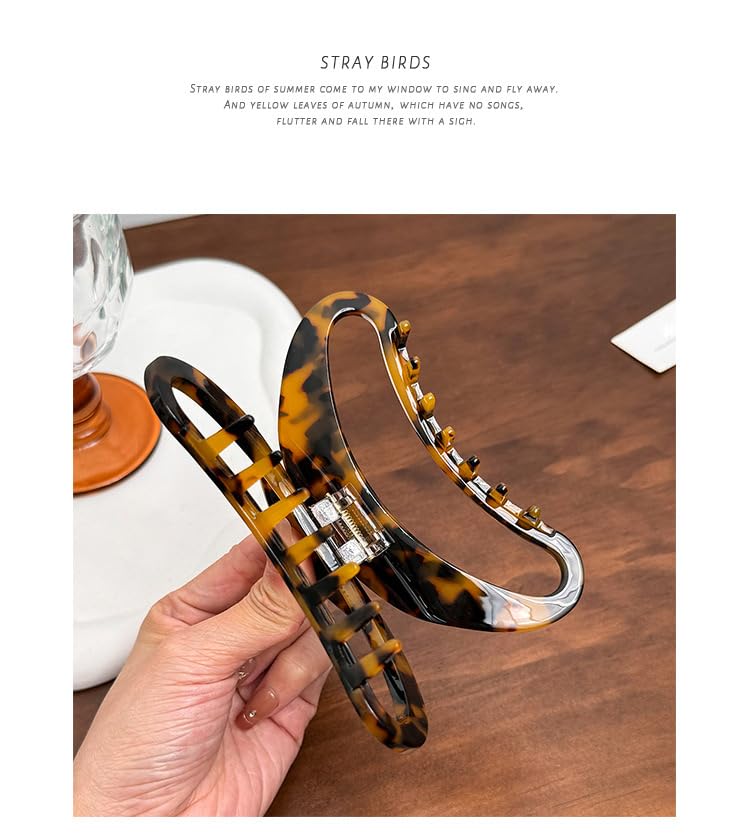 Tortoiseshell Hair Claw Clips - 2PCS Strong Hold Cellulose Acetate for Thick Hair | Leopard Print Medium Size Accessories