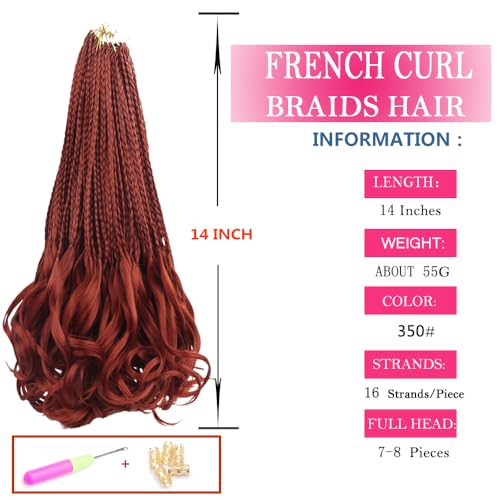 French Curl Crochet Braids - 14 Inch 7 Packs Goddess Box Braids