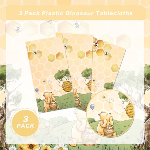 WISSLERMER 3pcs Classic Bear Baby Shower Tablecloths - 54x108 Inches