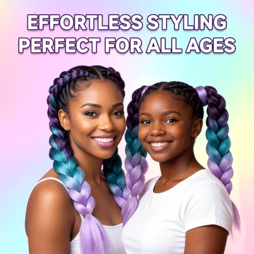 MAQIHAN 24-Inch Jumbo Braiding Hair - Purple Blue Ombre Extensions