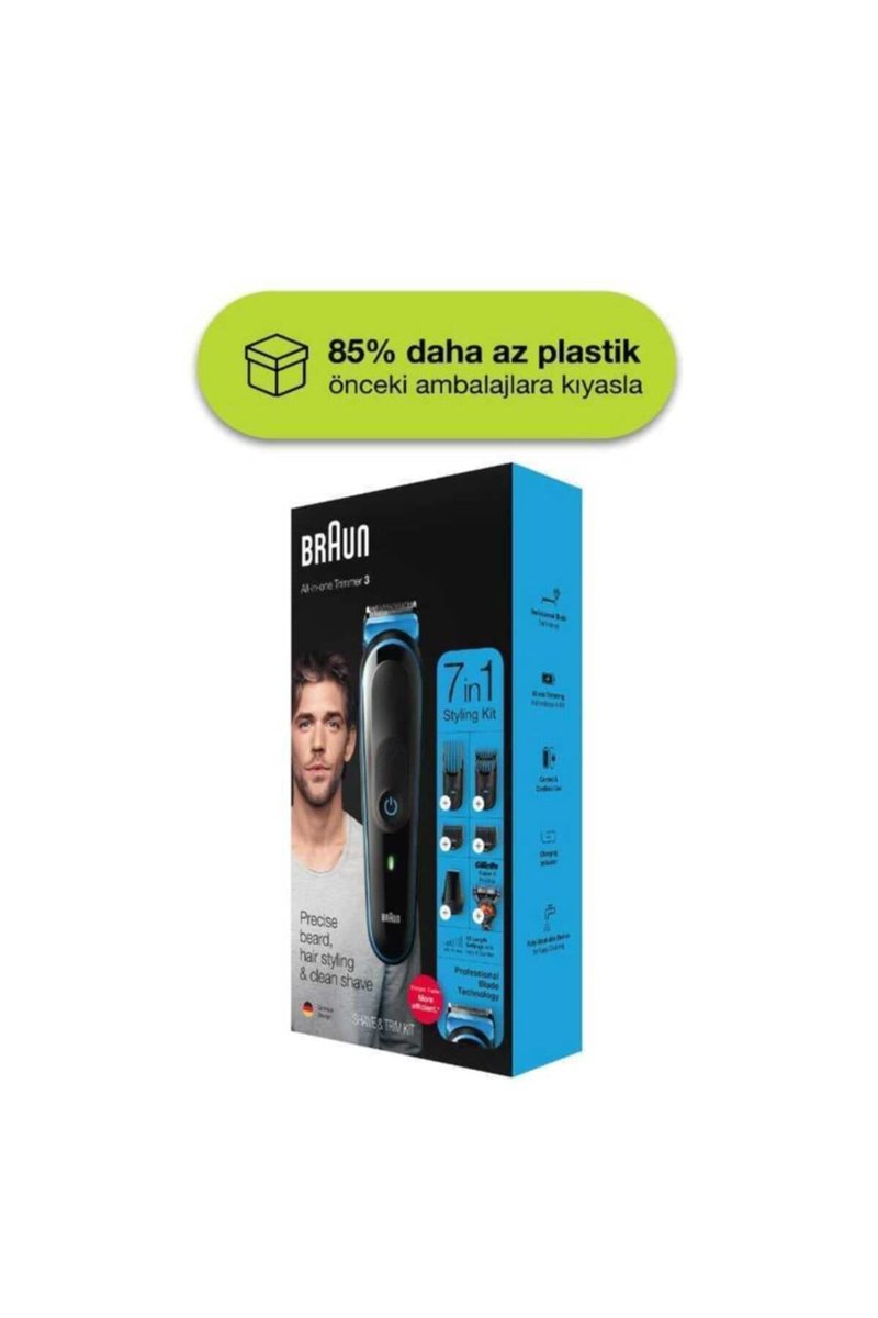 Braun Hair Clippers for Men MGK3245, 7-in-1 Beard Trimmer, Mens Grooming Kit, Cordless & Rechargeable with Gillette ProGlide Razor