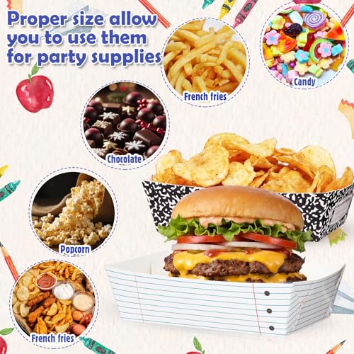 24 Pcs Back to School Food Trays - Colorful Disposable Serving Boats