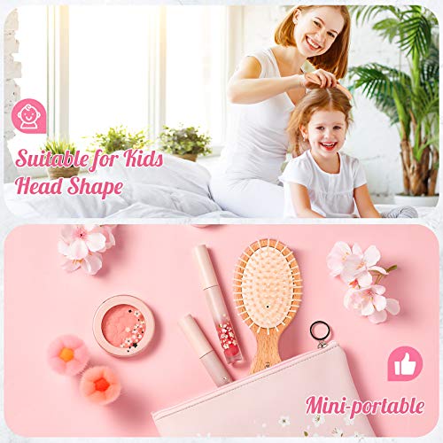 URTHEONE Beige Mini Detangling Hair Brush for Kids & Travel, Suitable for All Hair Types