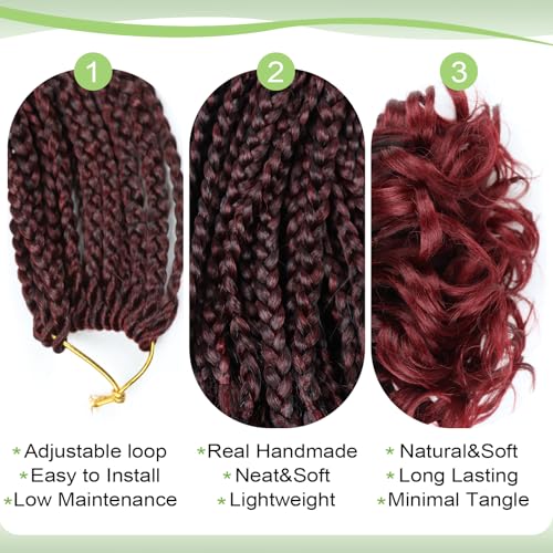 12 Inch French Curl Crochet Braids for Black Women - Natural Black/Burgundy