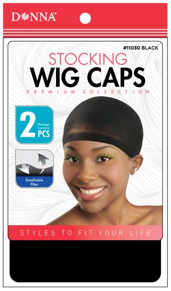 DONNA 2PCS Black Wig Caps for Women – Breathable Nylon Liner