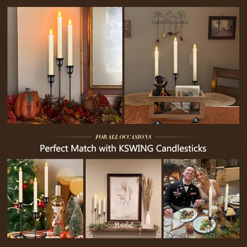 KSWING Black Metal Taper Candle Holders Set of 6 - Stable & Stylish