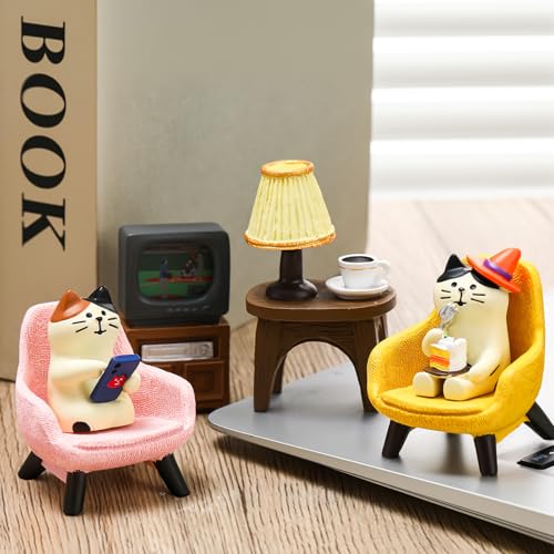 Miniature Cat Figurines Set - 6 Pcs Cute Desk Decor for Cat Lovers