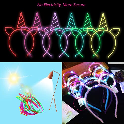 ZIRICHER 12pcs Glow in the Dark Unicorn Headbands for Girls