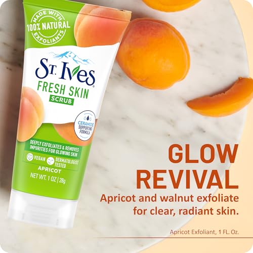 St. Ives Fresh Skin Apricot Scrub, Travel-Size 1 Oz Tubes (6-Pack)