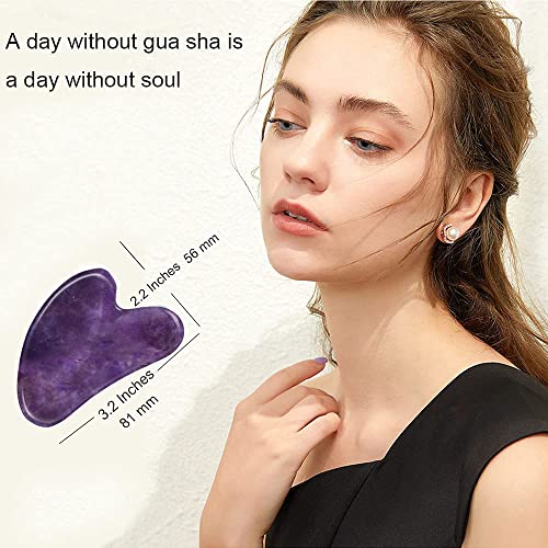 Ditind Purple Gua Sha Facial Tool - Natural Jade Massage for Skin Tightening