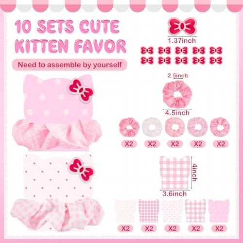 10 Sets Pink Cat Party Favors Kitten Gift Hair Accessories