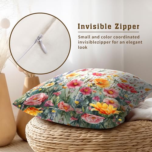 Giwawa Colorful Flower Throw Pillow Covers, 18x18 Inch Set of 2