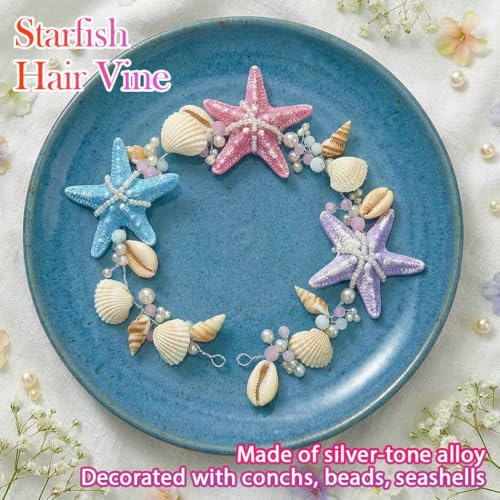 Brishow Starfish Mermaid Headband - Seashell Wedding Hair Accessory