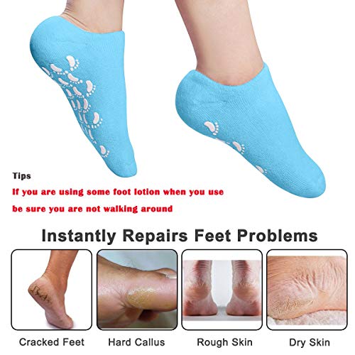 Moisturizing Gel Socks for Foot Care - Blue & Pink, 2 Pairs