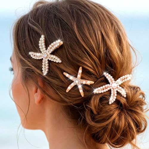 Brishow Little Mermaid Starfish Hair Clip Set - 3 Ocean-Themed Clips