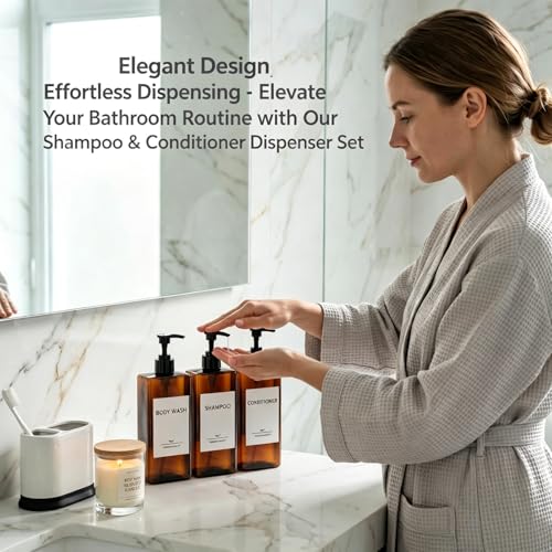 Refillable Shampoo and Conditioner Dispenser Set - 3 Pack, 500ml