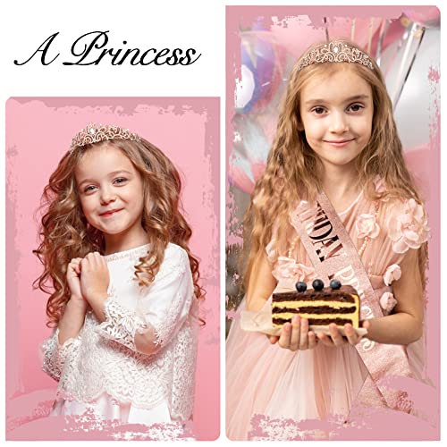 Rose Gold Princess Tiara & Birthday Sash Set for Girls & Women - Party Decorations