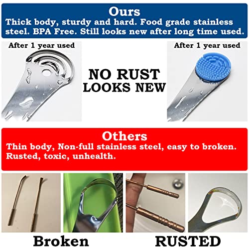 Moosec Silver Tongue Scrapers - 2PCS Stainless Steel Cleaner for Bad Breath