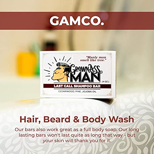 Grown Ass Man Co. 3-in-1 Solid Shampoo Bar for Hair, Beard & Body - Eco-Friendly & Natural