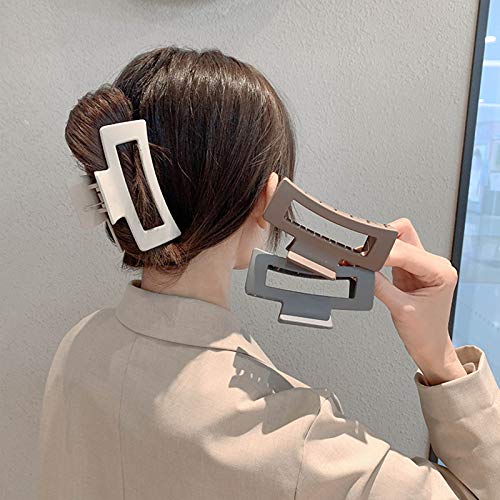 Large Matte Plastic Hair Claw Clips 6-Pack – Strong Hold, Non-Slip Rectangle Hair Accessories for Women & Girls