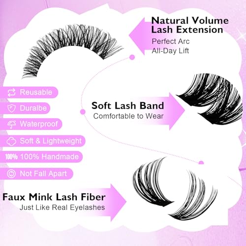 WENDY LASHES Lash Clusters 40D+60D, 560PCS, 10-18mm D-Curl, Customizable Salon Look
