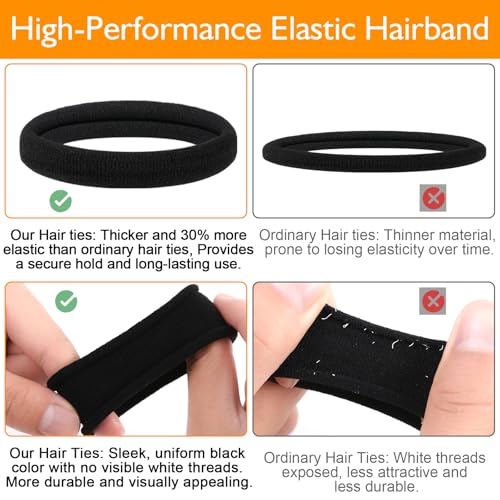Ayogost Black Hair Ties - 100PCS Seamless No Damage Elastic Ponytail Holders