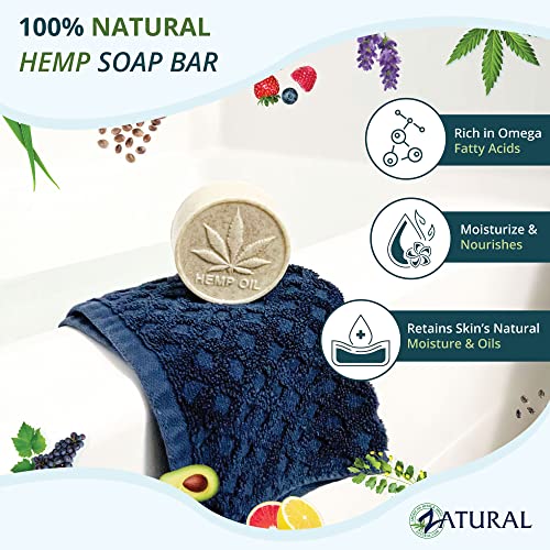 Zatural 100% Natural Hemp Bar Soap - Gentle Moisturizing Cleanser (Pack of 3)